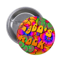 1960's Rock Psychedelic Flower Power Button