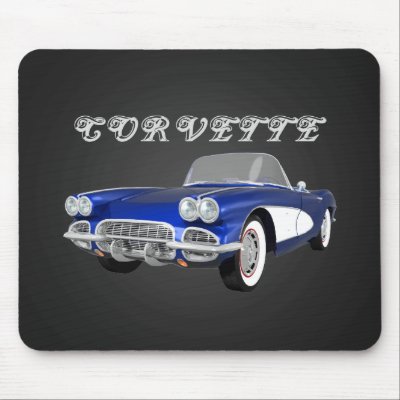 1961 Corvette C1: Blue Finish: Mousepad by spiritswitchboard