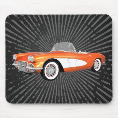 1961 Corvette C1: Orange Finish: Mousepad by spiritswitchboard