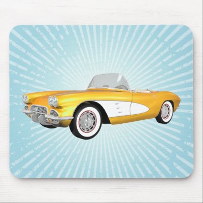1961 Corvette C1: Yellow Finish: Mousepad by spiritswitchboard