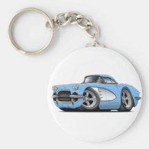 1961 Corvette Lt Blue Car Keychain