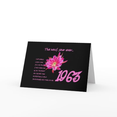 1963 Birthday - The Best Year Ever with Hit Songs Greeting Card by JaclinArt