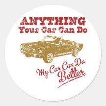 1965 Ford Mustang Convertible Round Sticker