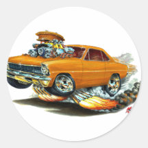 1966-67 Nova Orange Car Round Sticker