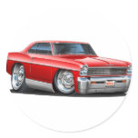 1966-67 Nova Red Car Round Stickers