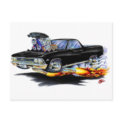 1966 El Camino Black Truck Postcard by maddmaxart