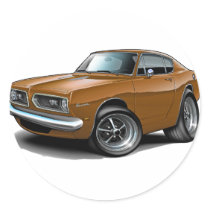 1967-69 Barracuda Brown Car Round Sticker