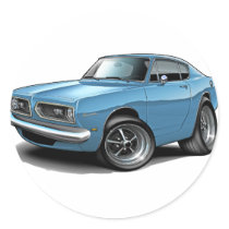 1967-69 Barracuda Lt Blue Car Round Stickers