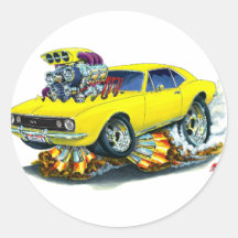 1967 Camaro SS Yellow Car Round Sticker