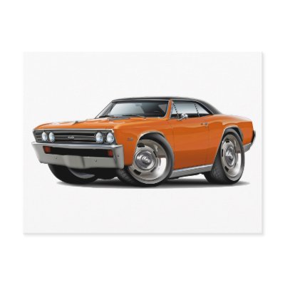 1967 Chevelle Orange Black Top Postcard by maddmaxart