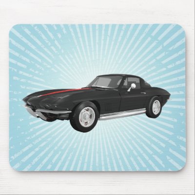 1967 Corvette Sports Car: Black Finish: Mousepad by spiritswitchboard