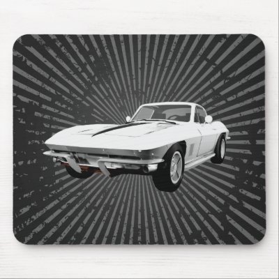 1967 Corvette Sports Car: White Finish: Mousepad by spiritswitchboard