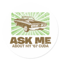 1967 Plymouth Barracuda Round Sticker