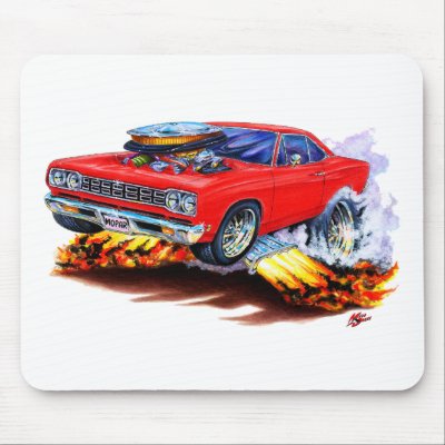 1968-69 Roadrunner Red Car Mouse Pad by maddmaxart
