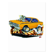 1968-71 Dodge Dart Orange Car Postcard