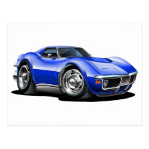 1968-72 Corvette Blue Car Post Cards