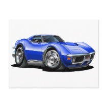 1968-72 Corvette Blue Car Post Cards