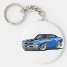 1968 Chevelle Blue-Black Stripes Keychain