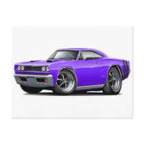 1968 Coronet RT Purple-Black Double Hood Scoop Car Postcard