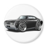1968 Olds 442  Black Car Fridge Magnets