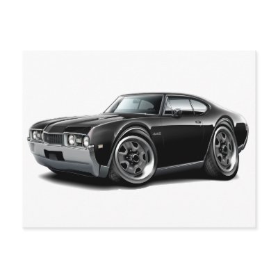1968 Olds 442  Black Car Postcard by maddmaxart