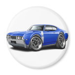 1968 Olds 442 Blue-White Car Fridge Magnets