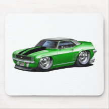 1969 Camaro Green-Black Top Car Mouse Pads