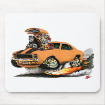 1969 Camaro RS SS Orange-Black Car Mouse Pads