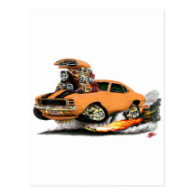 1969 Camaro RS SS Orange-Black Car Post Cards
