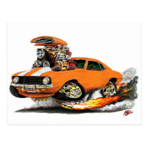 1969 Camaro SS Orange-White Car Postcards