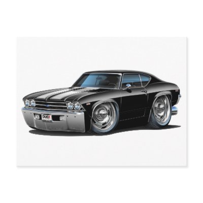 1969 Chevelle Black-White Car Post Card by maddmaxart
