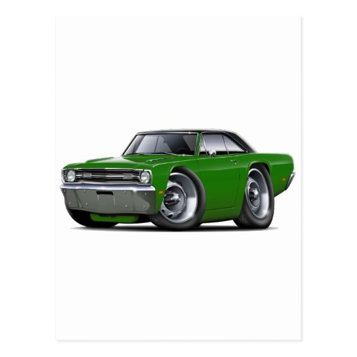 1969 Dart Green-Black Top Car Post Card