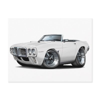 1969 Firebird White Convertible Postcards by maddmaxart
