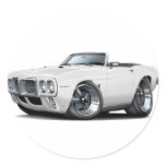 1969 Firebird White Convertible Round Stickers