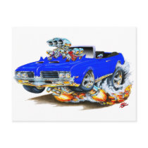 1969 Olds Cutlass Blue Convertible Post Cards