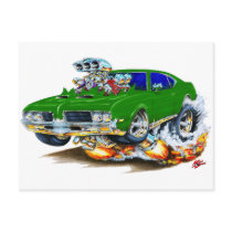 1969 Olds Cutlass Green Car Post Cards