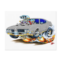 1969 Olds Cutlass Grey Car Postcard