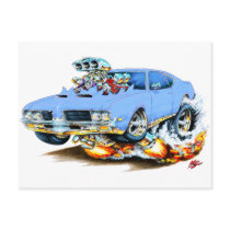 1969 Olds Cutlass Lt Blue Car Post Cards