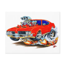 1969 Olds Cutlass Red Car Postcard