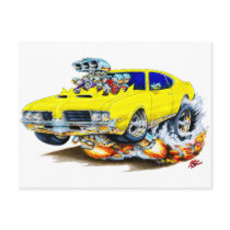 1969 Olds Cutlass Yellow Car Post Cards