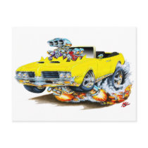 1969 Olds Cutlass Yellow Convertible Post Cards