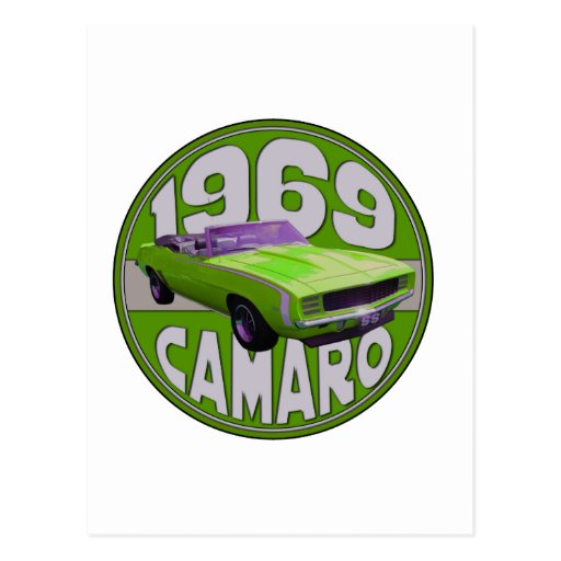 1969 Super Duper Sport Camaro Green Post Card