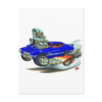 1970-72 Olds Cutlass 442 Blue Car Post Card