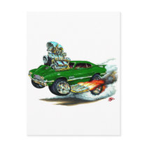1970-72 Olds Cutlass 442 Green Car Postcards