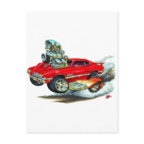 1970-72 Olds Cutlass 442 Red Car Postcards