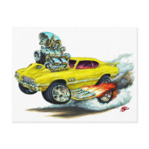 1970-72 Olds Cutlass 442 Yellow Car Postcards