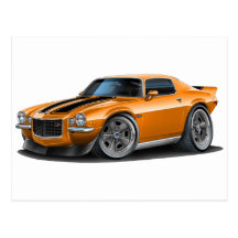 1970-73 Camaro Orn/Blk Car Postcard
