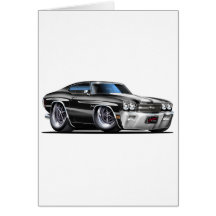 1970 Chevelle Black-White Car Greeting Cards