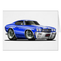 1970 Chevelle Blue-White Car Greeting Card