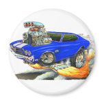 1970 Chevelle Blue-White Car Refrigerator Magnets